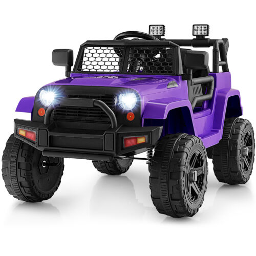 Electric Ride-On Truck for Kids with Remote Control, Lights, and Music - Purple