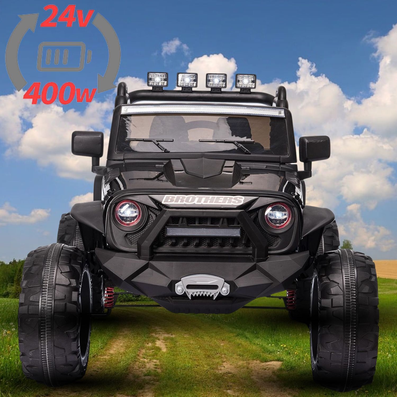 12V/24V Jeep Electric Ride On Car with Music, LED Lights, and Remote Control