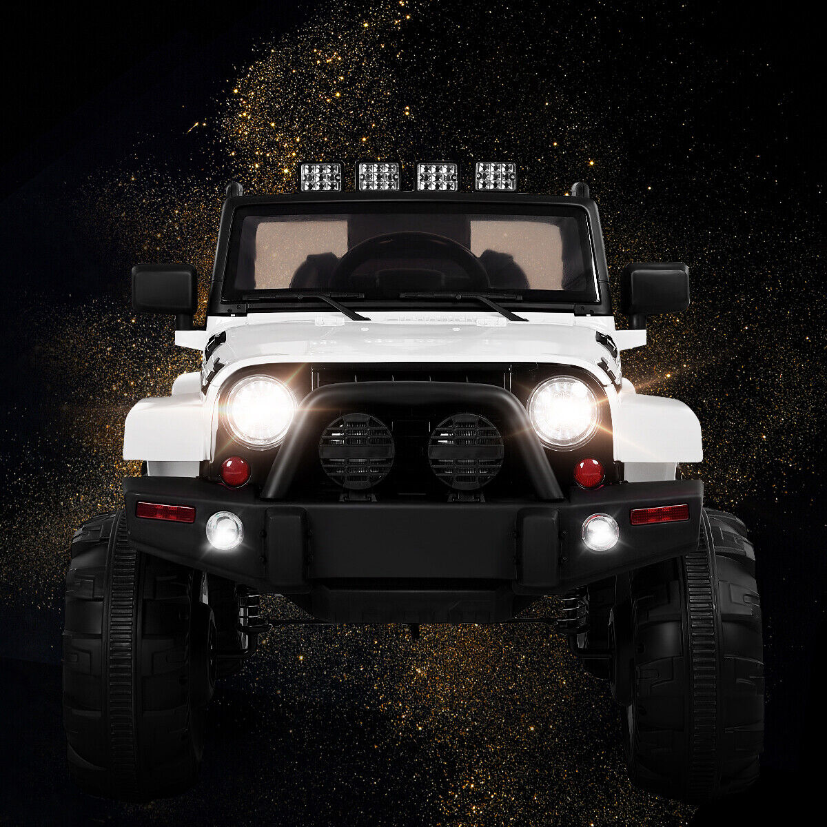 Electric Ride-On Truck for Kids with Remote Control, MP3 Player, and LED Lights - White