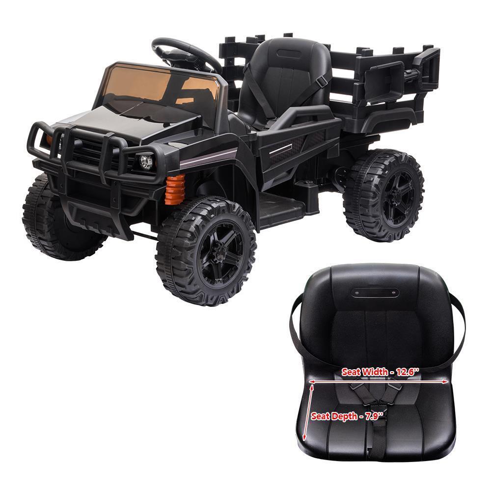Electric Ride-On Truck for Kids with Remote Control, Music, and Lights - Black