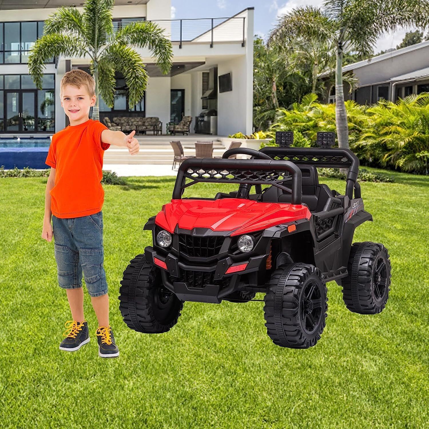 Electric Ride-On Truck for Kids with Seat Belt and Remote Control - 12V US Model