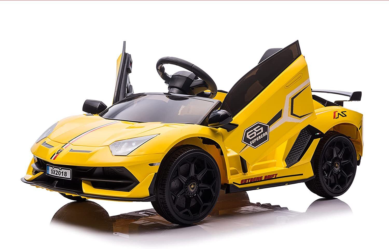 12V Licensed Lamborghini Car Toy with Headlights & Hydraulic Door - Electric Ride On for Kids