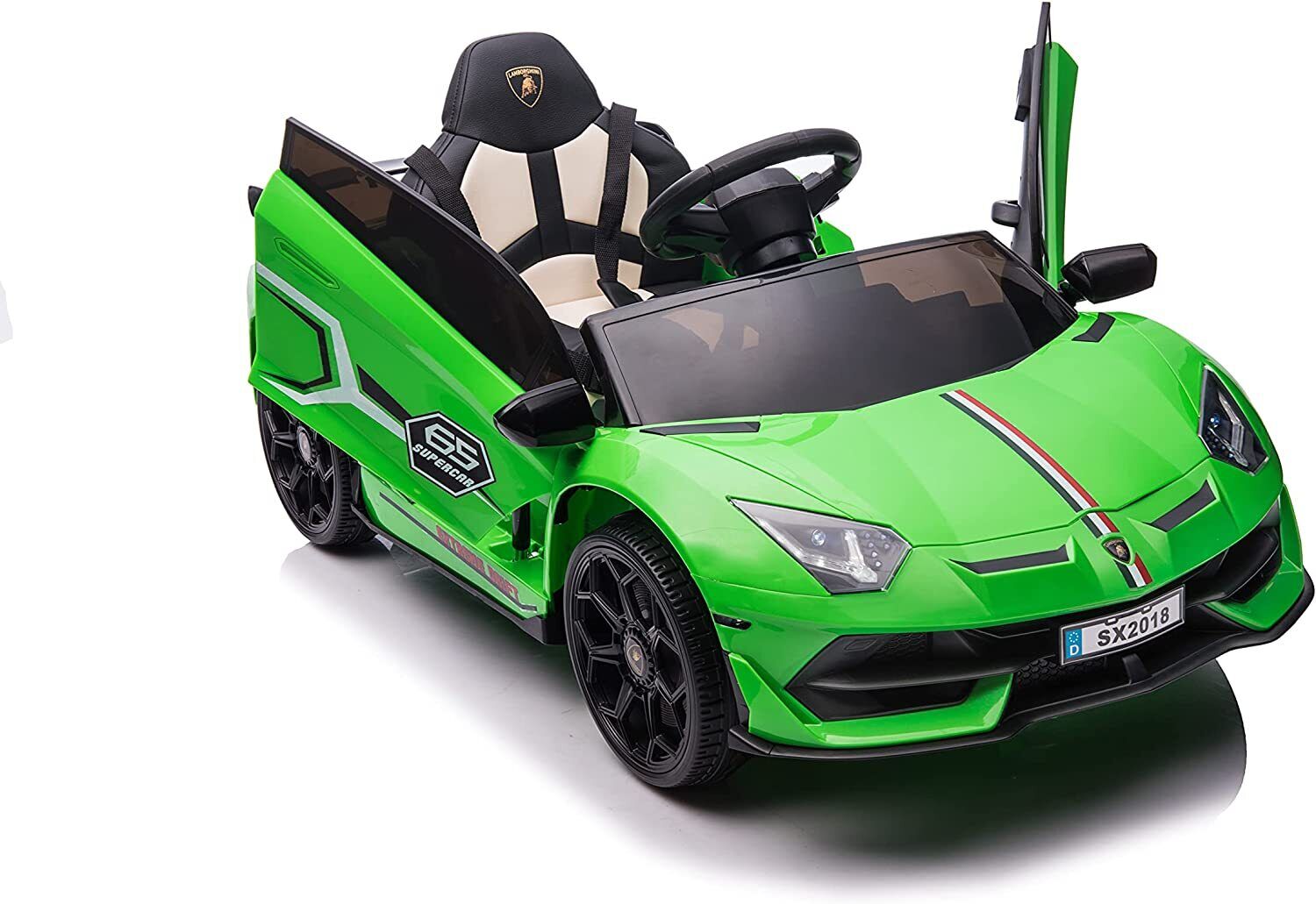 12V Licensed Lamborghini Car Toy with Headlights & Hydraulic Door - Electric Ride On for Kids