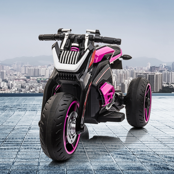Electric Three-Wheeled Motorcycle for Kids Ages 3-8 with Horn and LED Lights