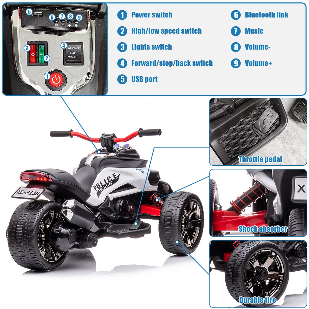 Electric Three Wheeler ATV for Kids - 12V, 2 Speeds, Perfect for Toddlers