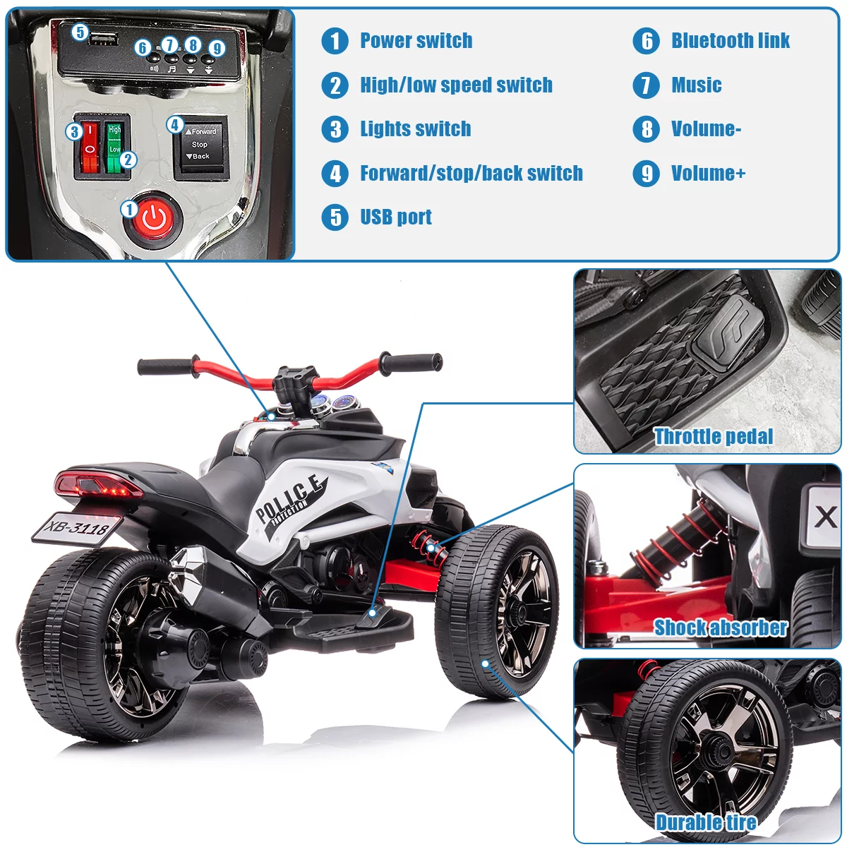 Electric Three Wheeler ATV for Kids - 12V, 2 Speeds, Perfect for Toddlers