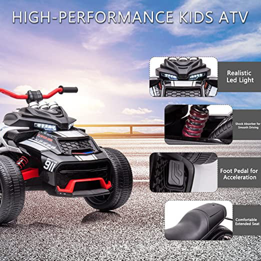 Electric Ride-On ATV for Kids Ages 3-6 with 2 Speeds and Reverse Function - Up to 7mph - Trike Design - Made in USA