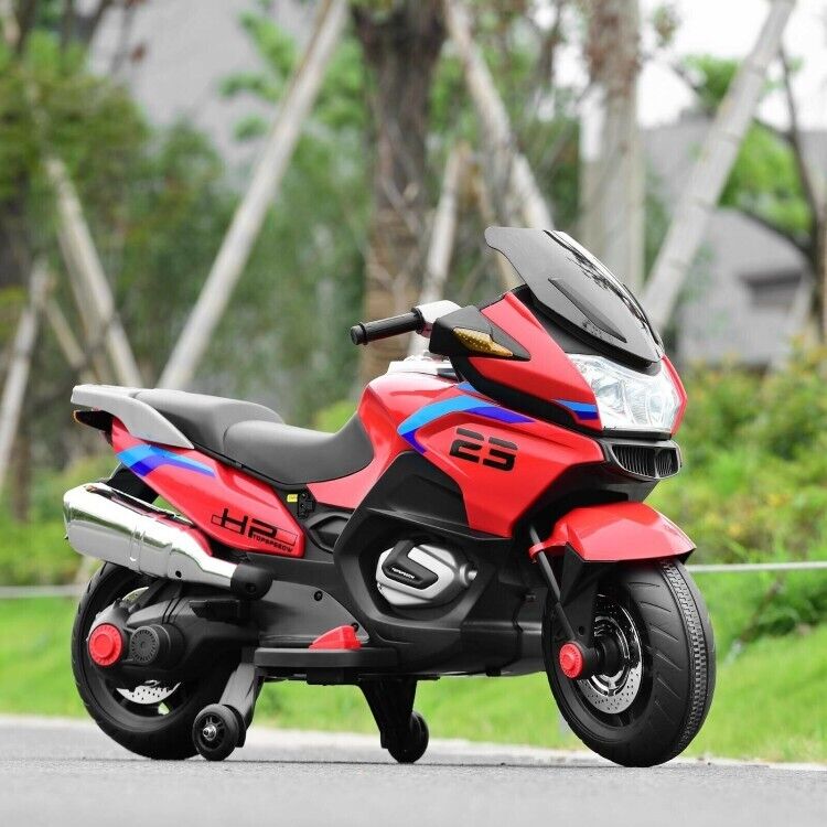 Electric Toddler Motor Bike with 12V Battery and Training Wheels for Outdoor Fun