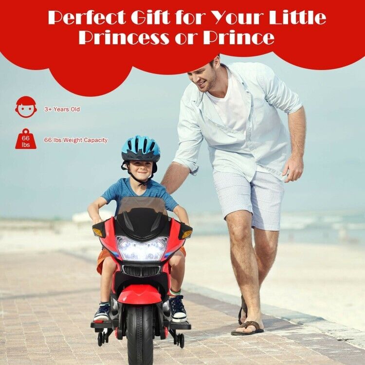 Electric Toddler Motor Bike with 12V Battery and Training Wheels for Outdoor Fun