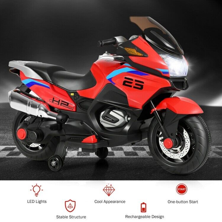 Electric Toddler Motor Bike with 12V Battery and Training Wheels for Outdoor Fun