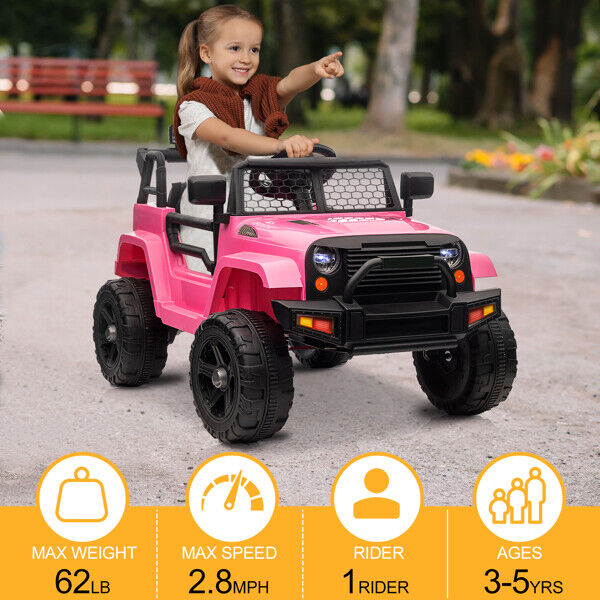 Electric Toy Jeep for Kids with LED Lights, MP3 Player, and Remote Control - Perfect Gift for Young Drivers!