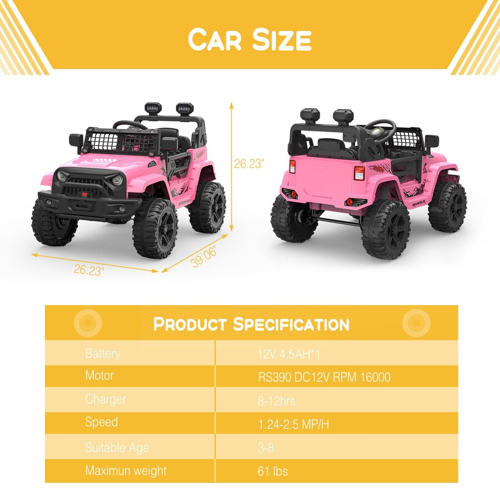 Electric Toy Truck for Kids with Bluetooth and Remote Control - 12V Ride On Car