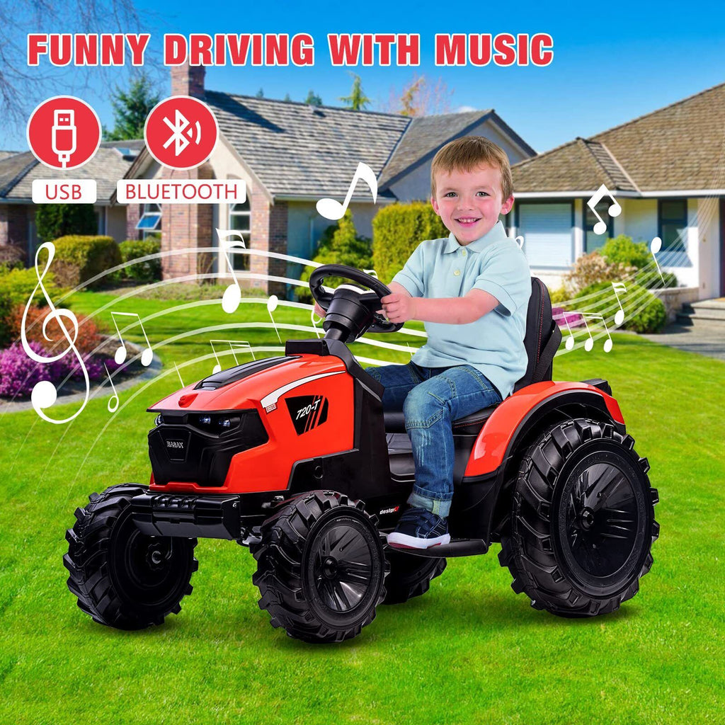 Electric Tractor Ride-On Toy with Remote Control for Kids Ages 3-8