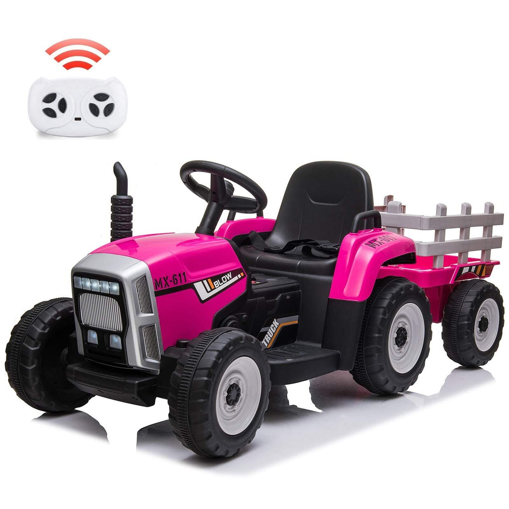 Electric Tractor Toy with Trailer and Music - Perfect Christmas Gift for Kids (12V)