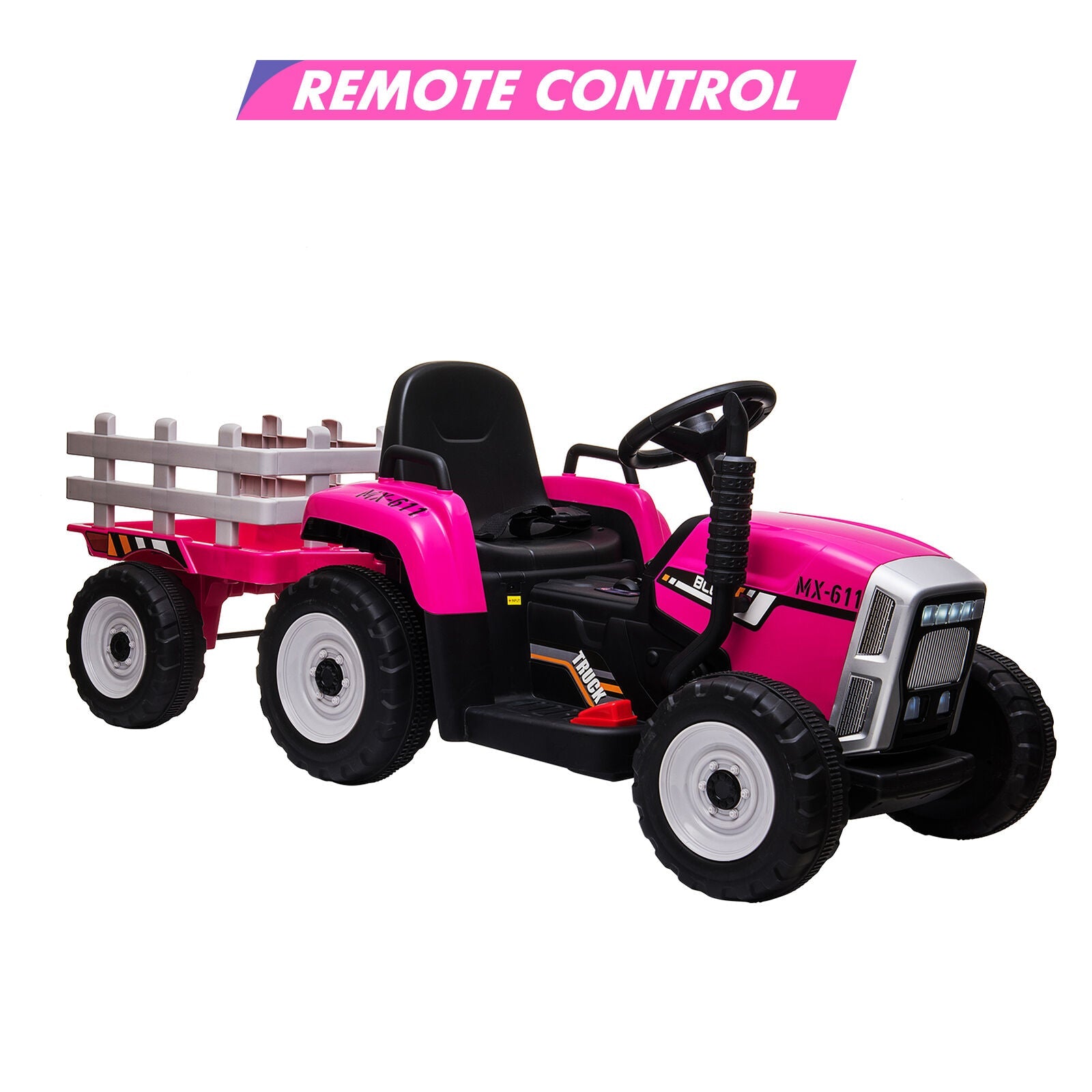 Electric Tractor with Trailer and Remote Control - Perfect Gift for Kids (12V Battery Powered)