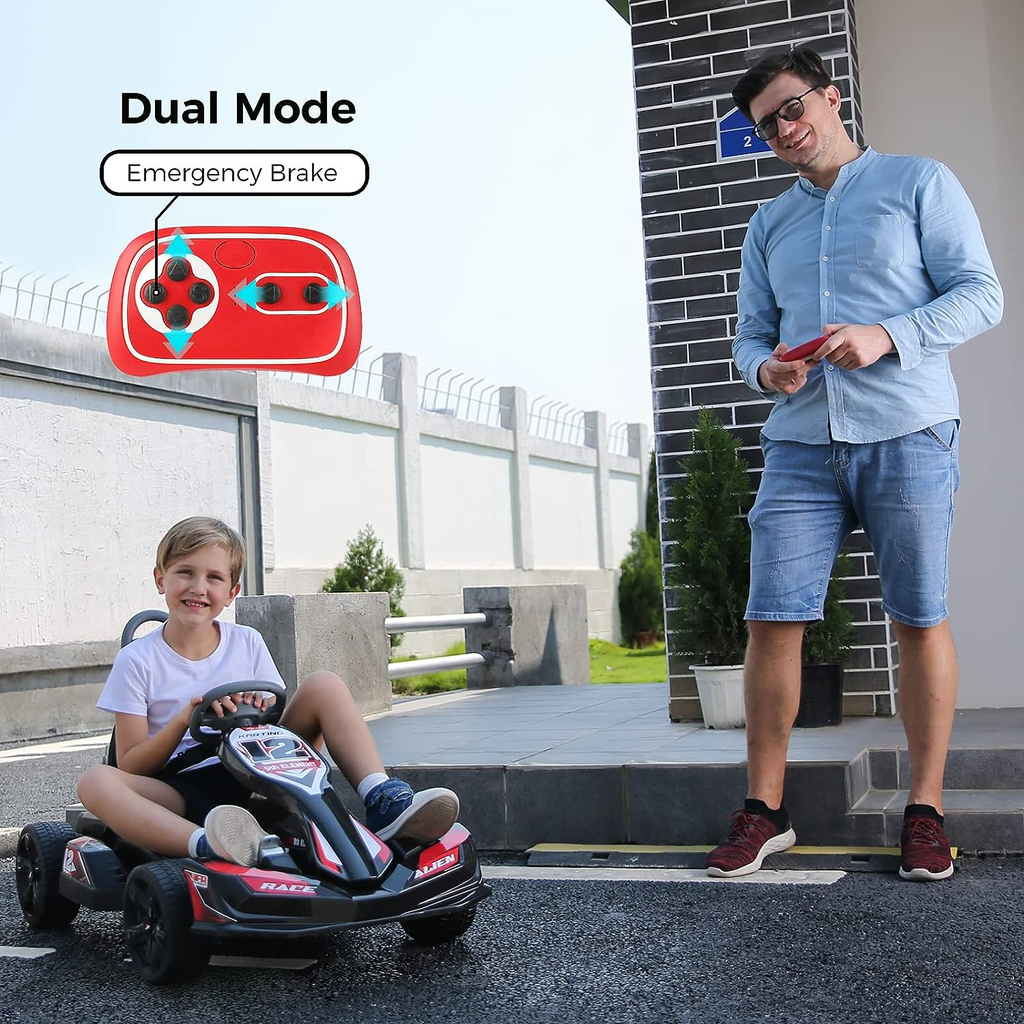 ELEMARA 12V 2WD Electric Go Kart for Kids - Battery Powered Ride On Car with Parental Remote Control