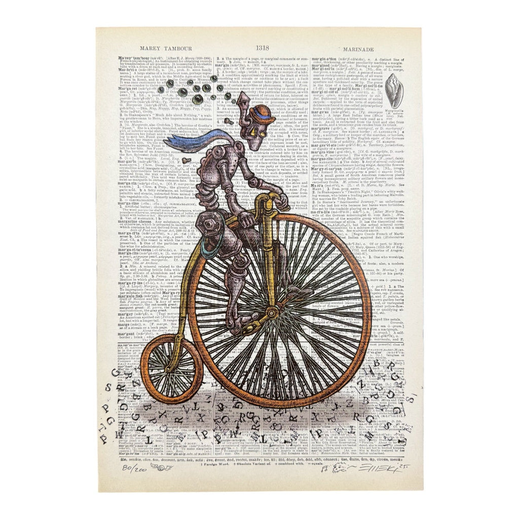 Emek "Bicycle" Vintage Dictionary Page Art