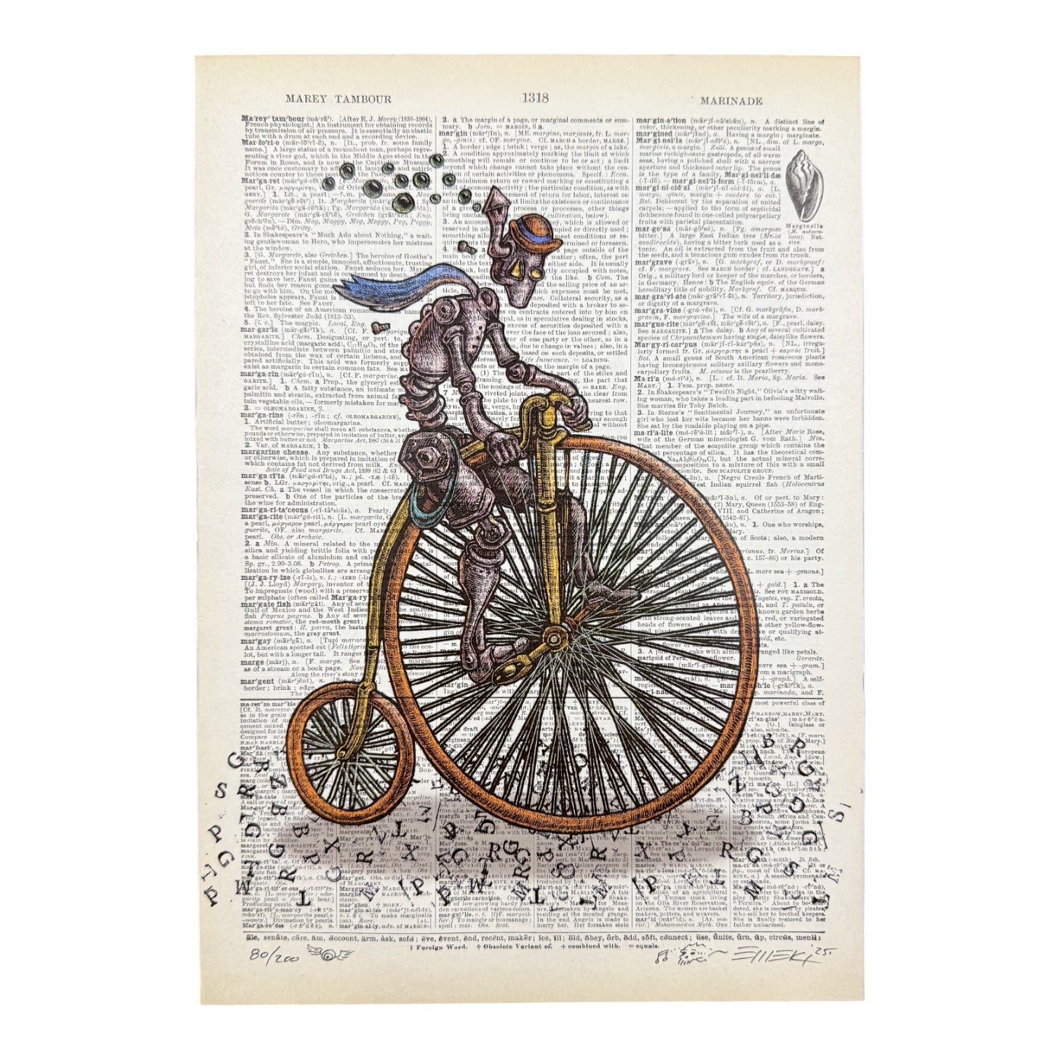 Emek "Bicycle" Vintage Dictionary Page Art