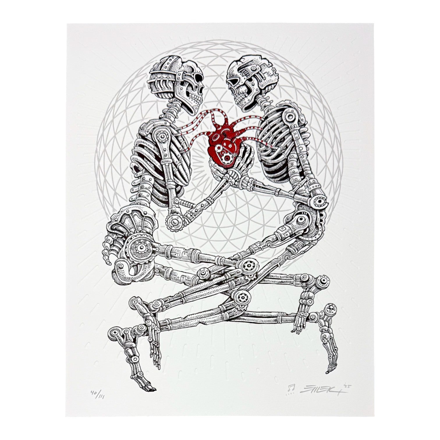 Emek "Embrace" (White) Fine Art Letter Press Print