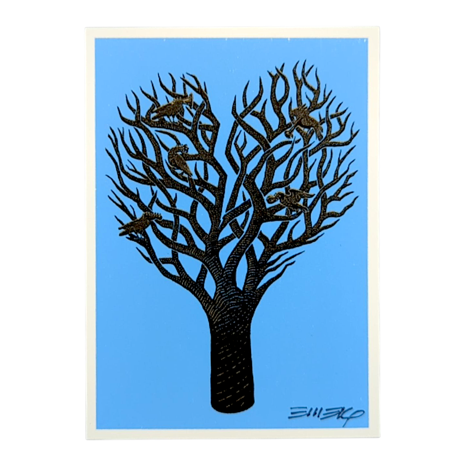 Emek Heart Tree with Musical Birds Mini Print