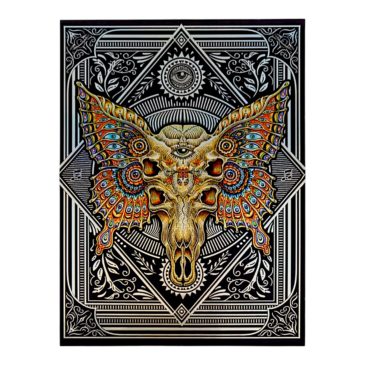 Emek Moe Butterfly Skull Holographic Sticker