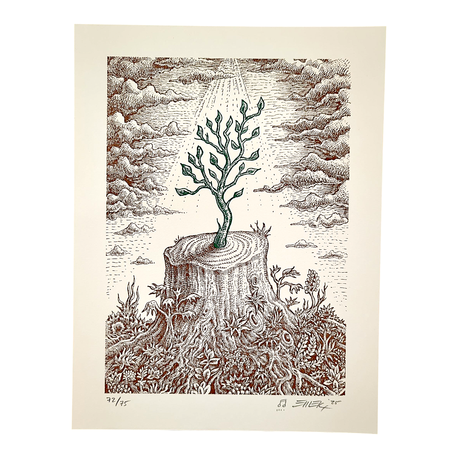 Emek "The Re-Giving Tree (Cream)" Letterpress Print