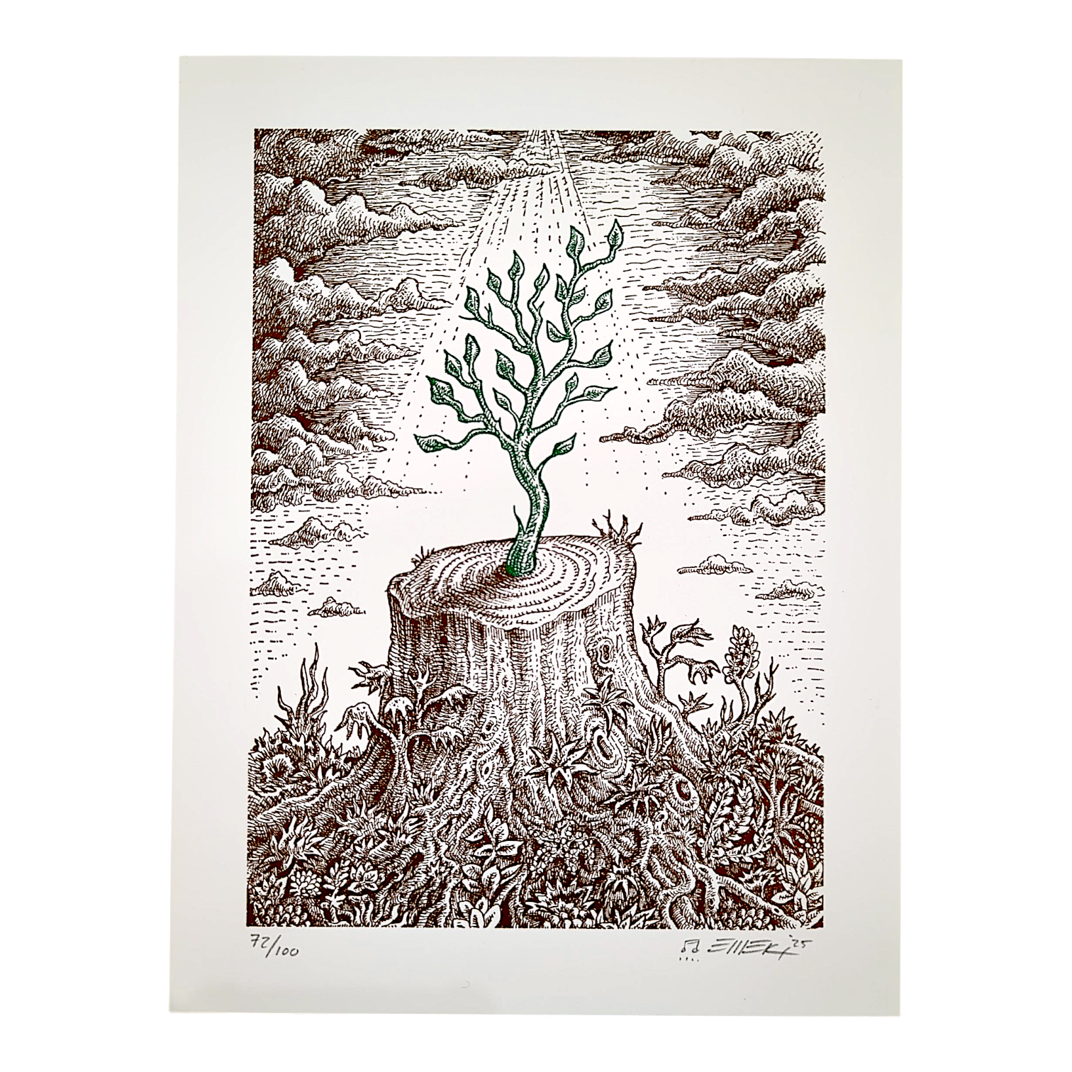 Emek "The Re-Giving Tree (White)" Letterpress Print