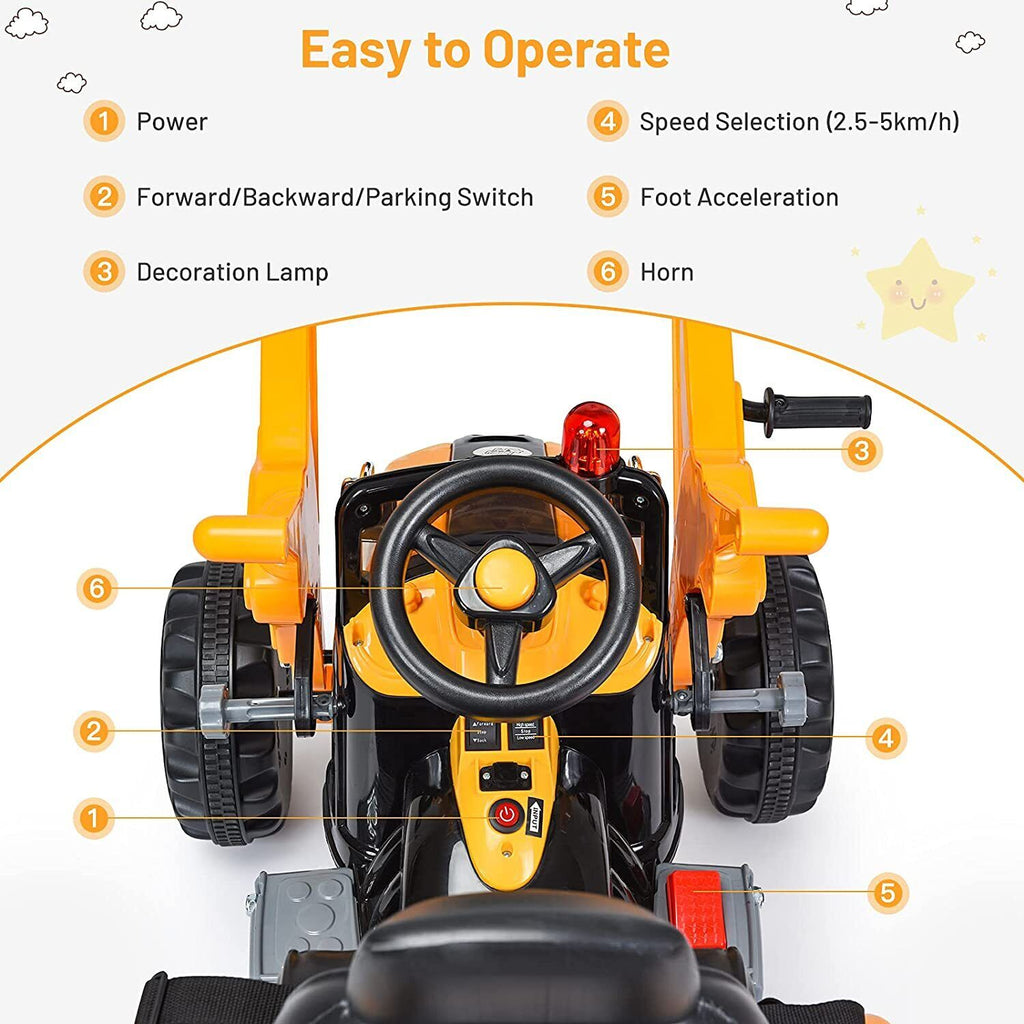 Excavator Truck Battery-Powered Playset for Kids - 12V Construction Vehicle Ride-On