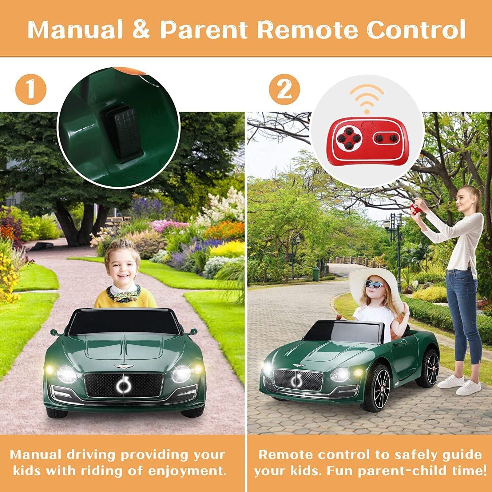 Exp 12 6V Battery Operated Toy Car Ride On with Remote Control - Kids Bentley Style