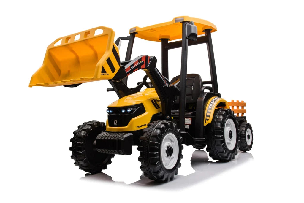 24V Children's Ride on Excavator Tractor with Trailer - Battery-Powered Electric Vehicle Plaything