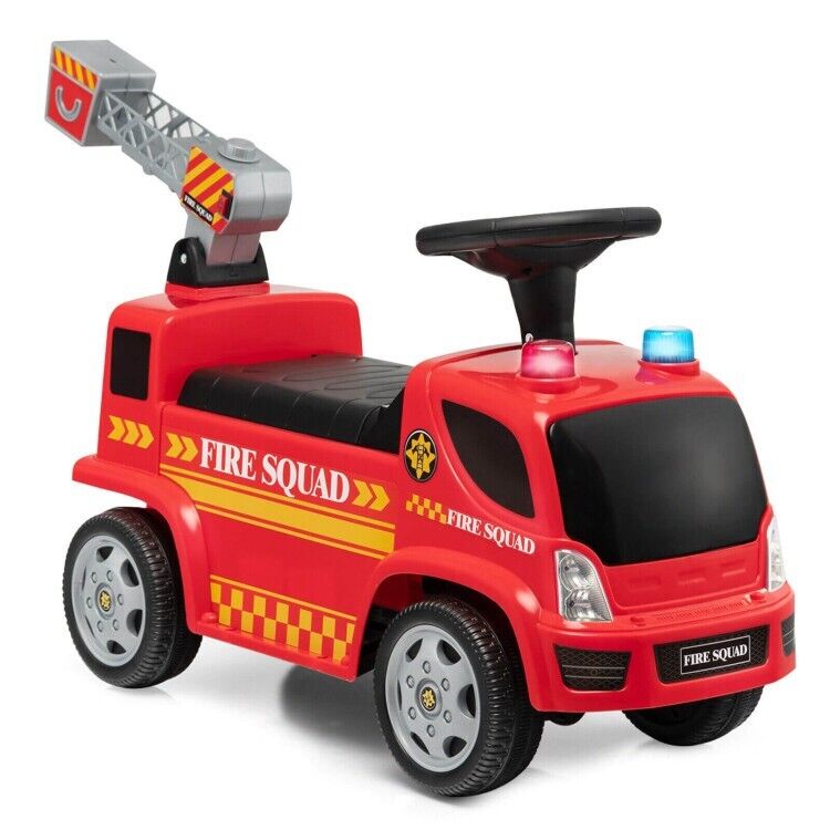 Fire Truck Foot-to-Floor Push Car with Music & Bubble Maker for Kids