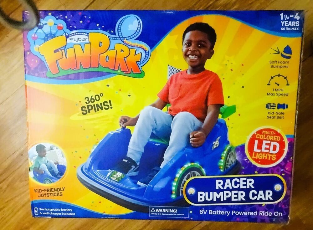 FLYBAR FUNPARK Racer BUMPER CAR Battery-Powered Ride On BUMPER CAR - Affordable Fun for All Ages!