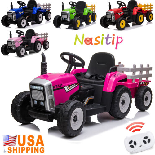 Fun and Functional 12V Kids Ride On Tractor with Trailer and Remote Control