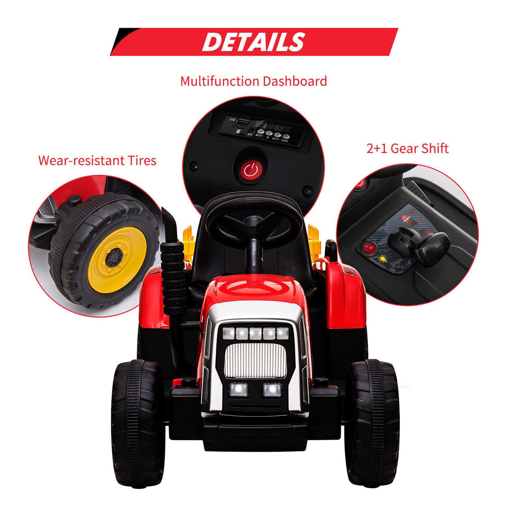Fun and Functional 12V Kids Ride On Tractor with Trailer and Remote Control
