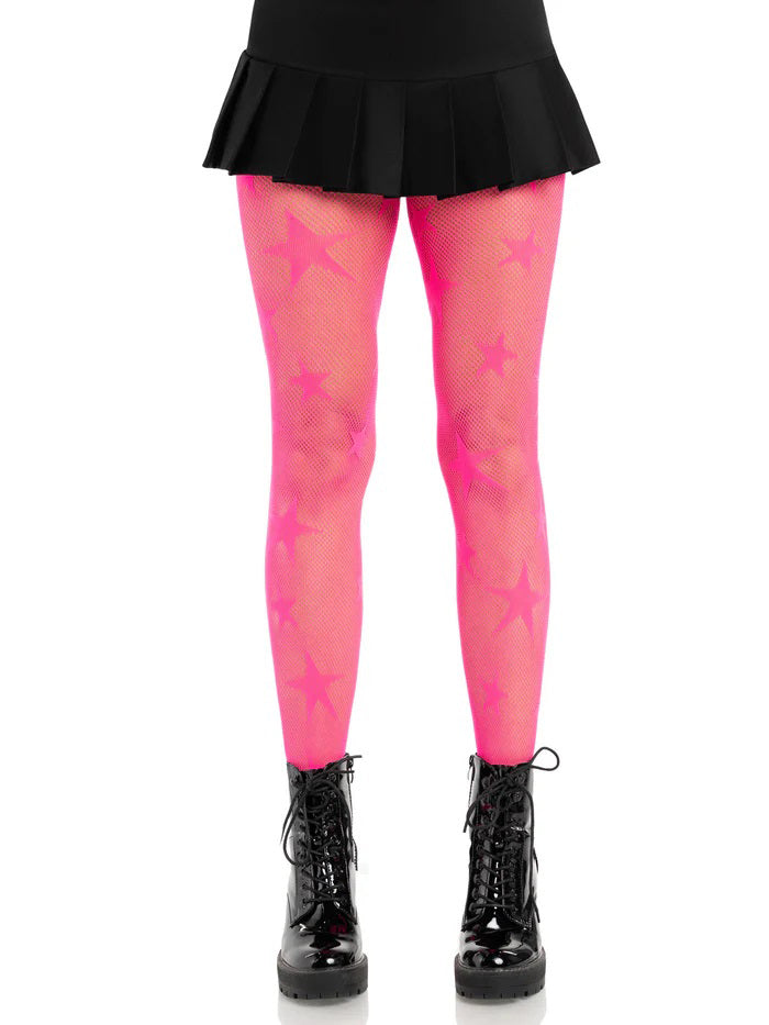 Star Net Tights - Neon Pink (OS)