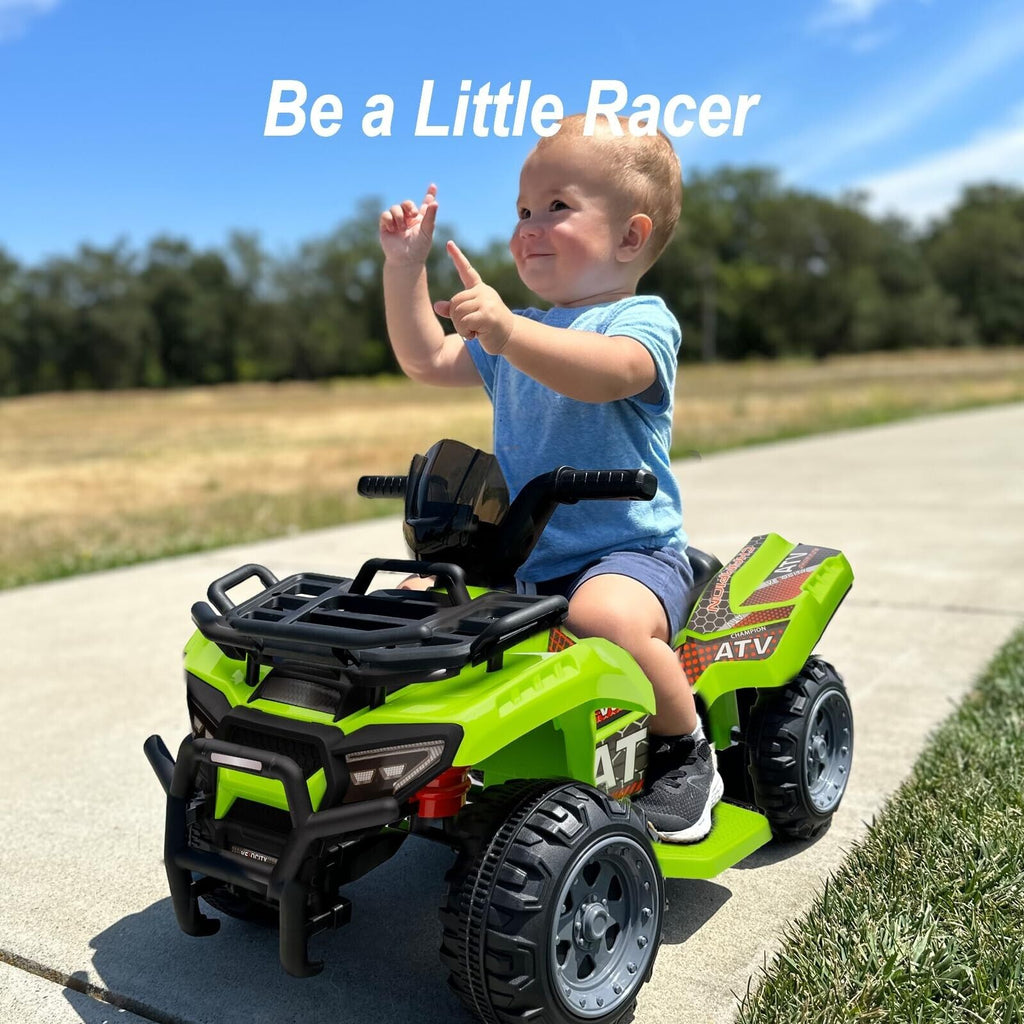 Green Hikiddo Kids ATV 6V Ride On Toy Car with Music for Toddlers