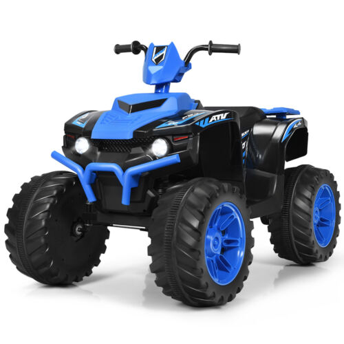 Gymax 12V Electric Kids ATV 4-Wheeler Quad with Music and LED Lights in Navy