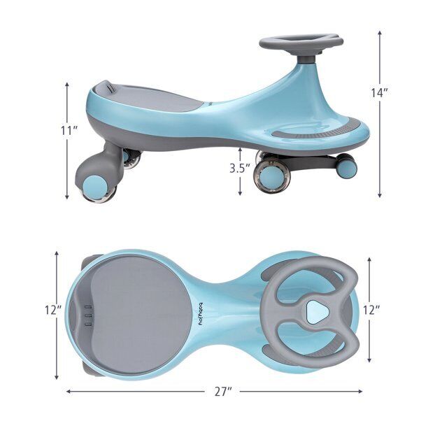 Gymax Kids' Blue Wiggle Car with Flashing Wheels - Fun Ride-on Toy for Toddlers and Kids