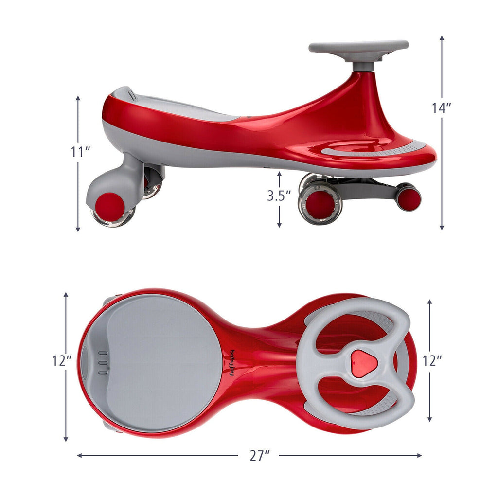 Gymax Kids' Red Wiggle Car with Flashing Wheels - Fun Ride-on Toy for Toddlers and Kids