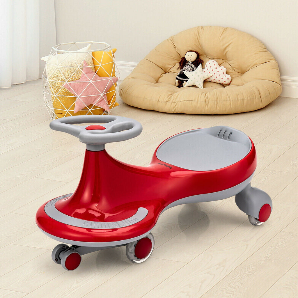 Gymax Kids' Red Wiggle Car with Flashing Wheels - Fun Ride-on Toy for Toddlers and Kids