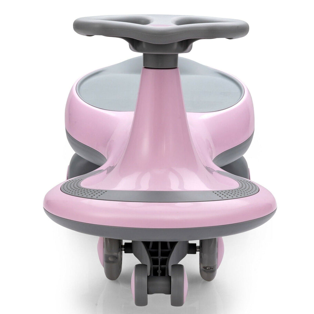 Gymax Pink Wiggle Car Ride-on Toy with Flashing Wheels for Toddlers and Kids