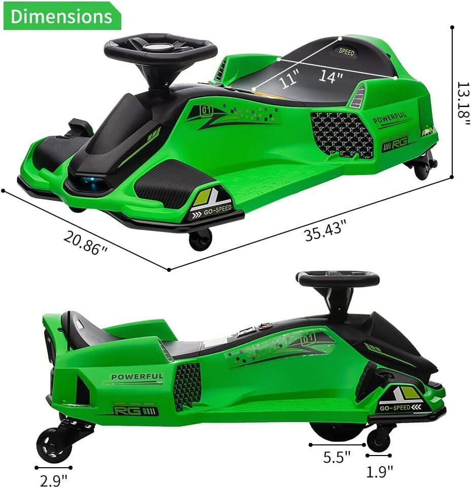 High-Speed Drift Ride-On Car for Kids with Music and LED Lights - 24V
