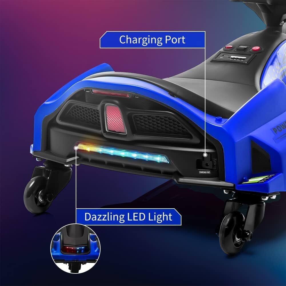 High-Speed Drift Ride-On Car for Kids with Music and LED Lights - 24V