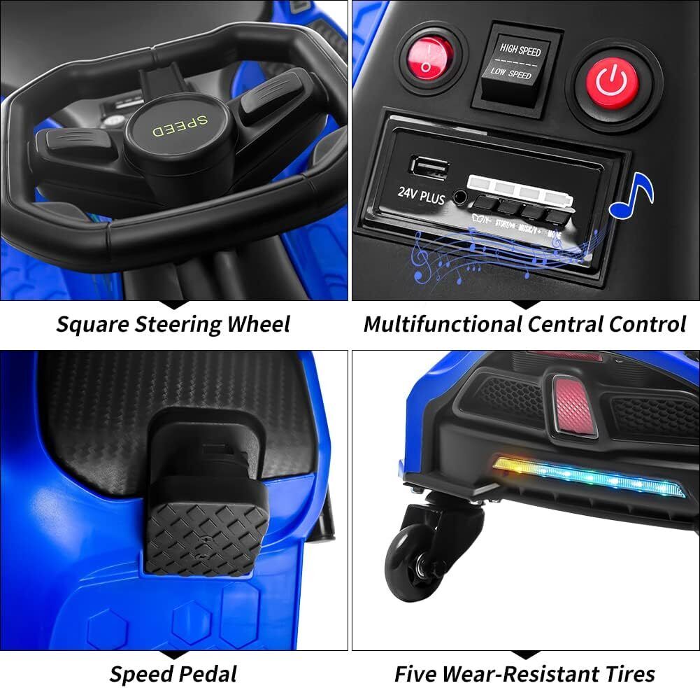 High-Speed Drift Ride-On Car for Kids with Music and LED Lights - 24V