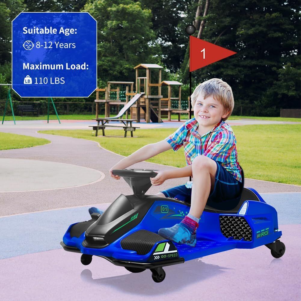 High-Speed Drift Ride-On Car for Kids with Music and LED Lights - 24V