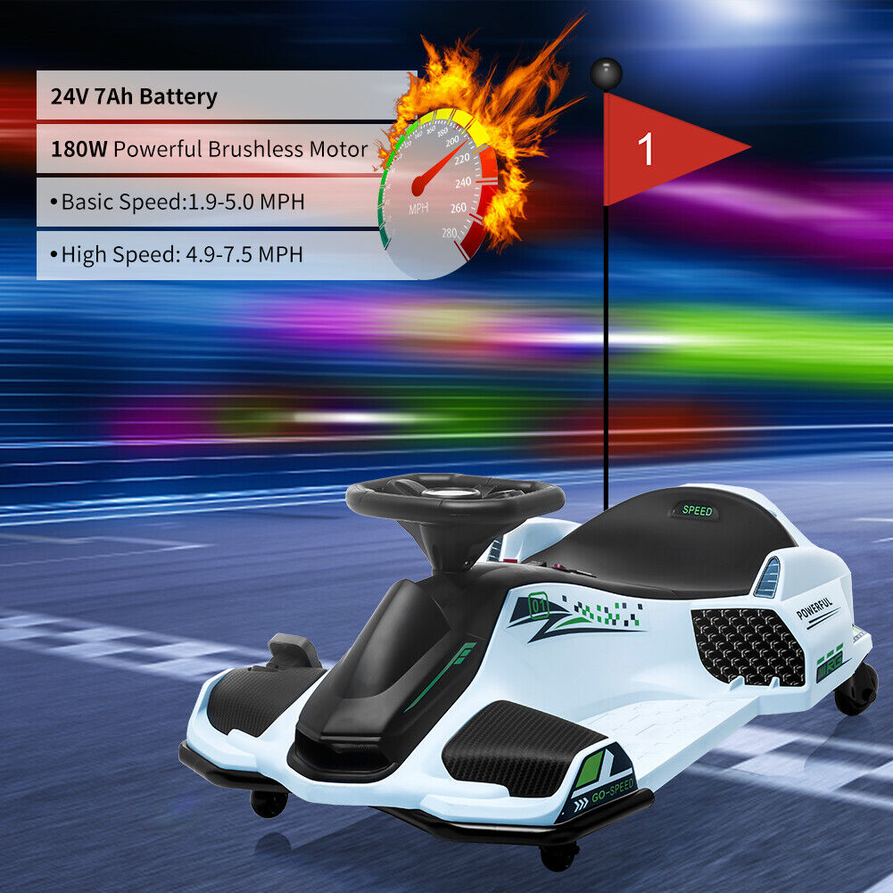 High-Speed Drift Ride-On Car for Kids with Music and LED Lights - 24V