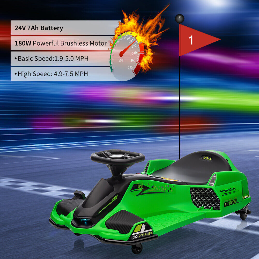 High-Speed Drift Ride-On Car for Kids with Music and LED Lights - 24V