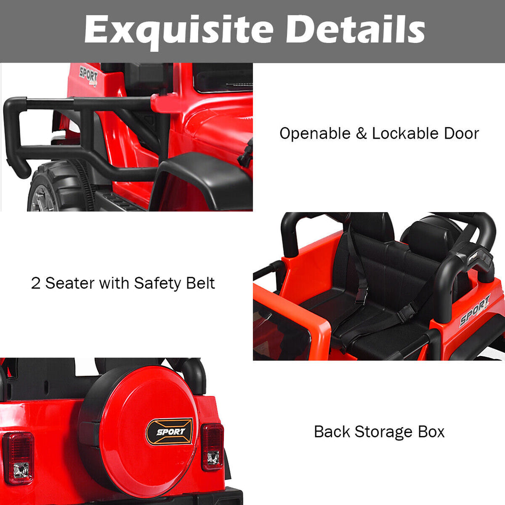 HoneyJoy 12V 2-Seater RC Electric Truck for Kids with Storage - Red