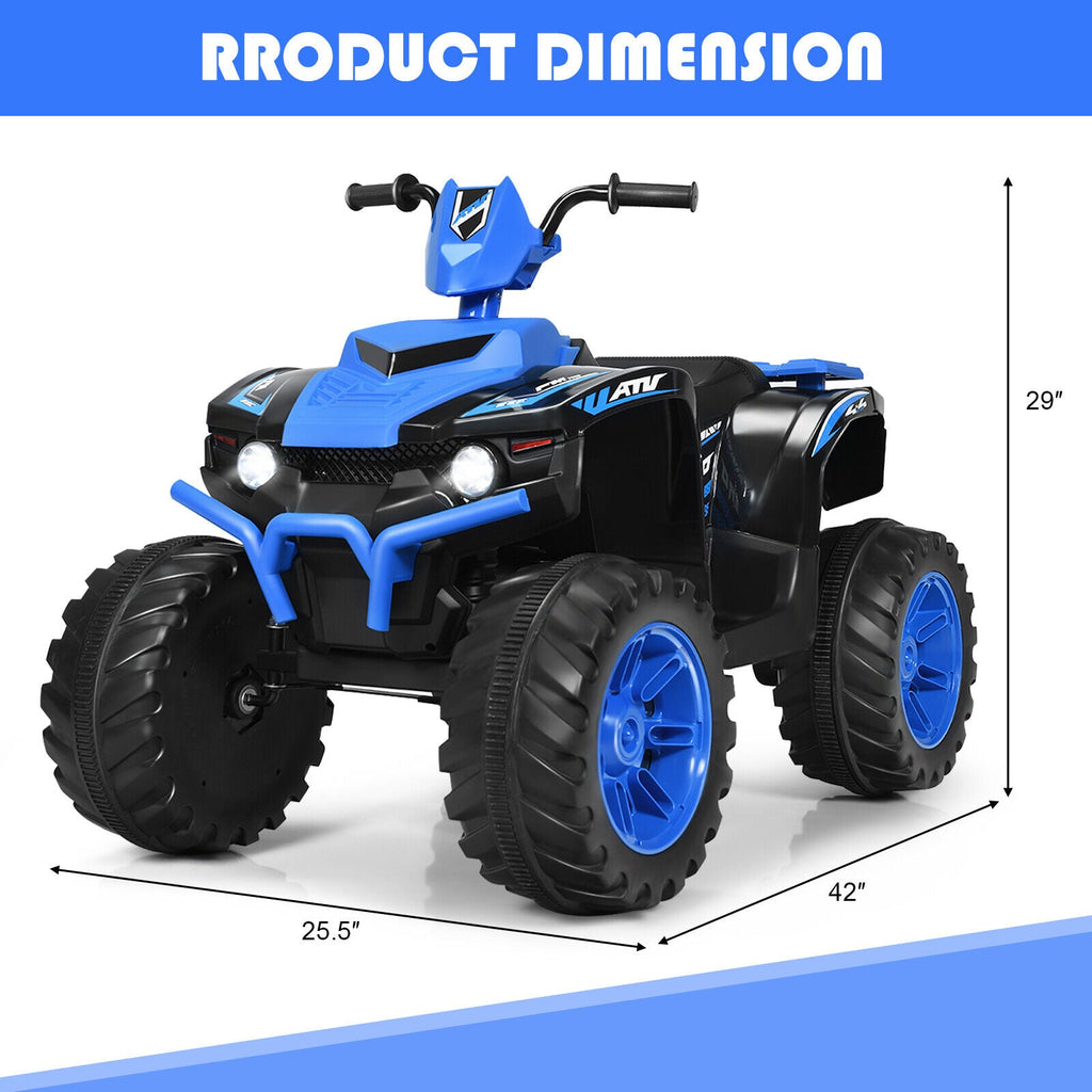 HoneyJoy 12V Kids ATV Quad Ride On Car with LED Light & Music - Navy
