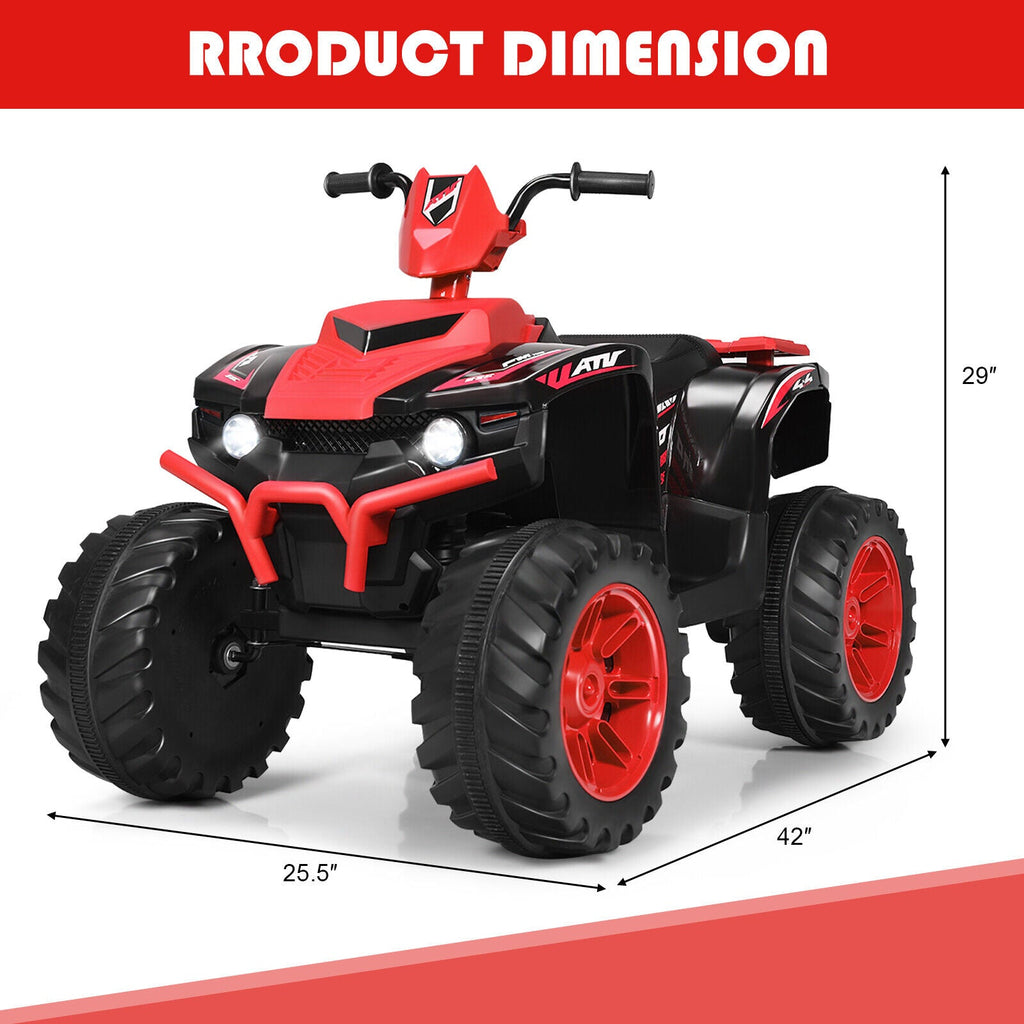 HoneyJoy 12V Kids ATV Quad Ride On Car with LED Light & Music - Red